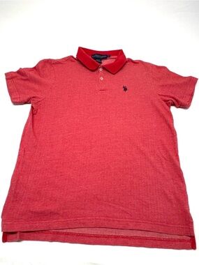 U.S. Polo Assn. Red Herringbone Knit Shirt - Classic Fit Size Medium